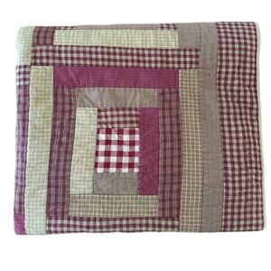 VHC BRANDS Cotton Patchwork Quilt Red Gingham & Plaid size King